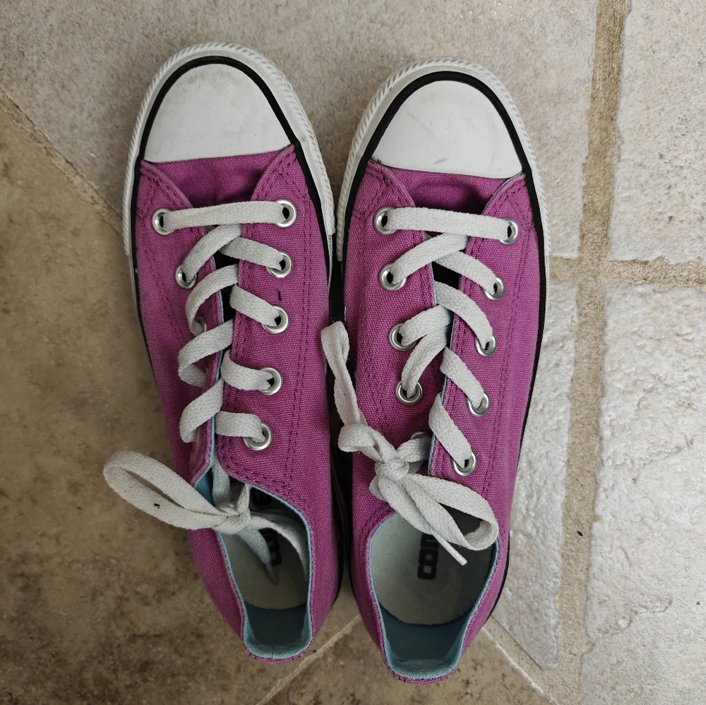 magenta Pink/Purple Canvas Sneakers with White Laces